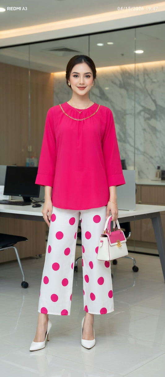 Modishly 2- Piece white and Pink Polka Dotted Co-Ord Set for Women Modishly USA